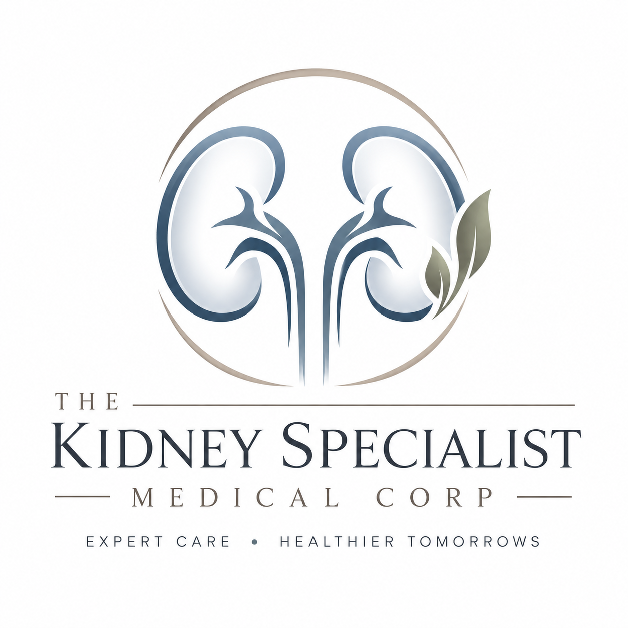 Kidney and leaf emblem of The Kidney Specialists Medical Corp